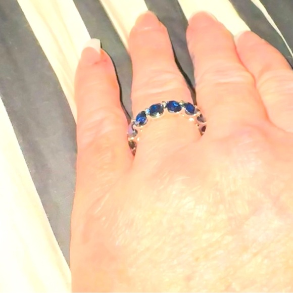 LULEA ROUND BLUE SAPPHIRE ETERNITY BAND SIZE 7 4CTW NORDSTOM EXCLUSIVE - Picture 8 of 10